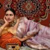 Lavender Tissue Banarasi Saree